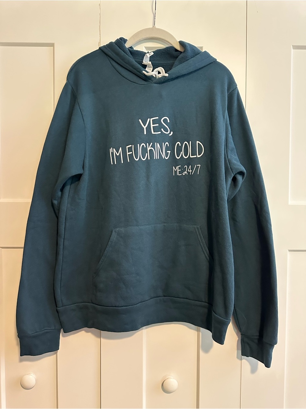 Bella Canvas ‘Yes, I’m F- Cold’ Women's Teal Hoodie